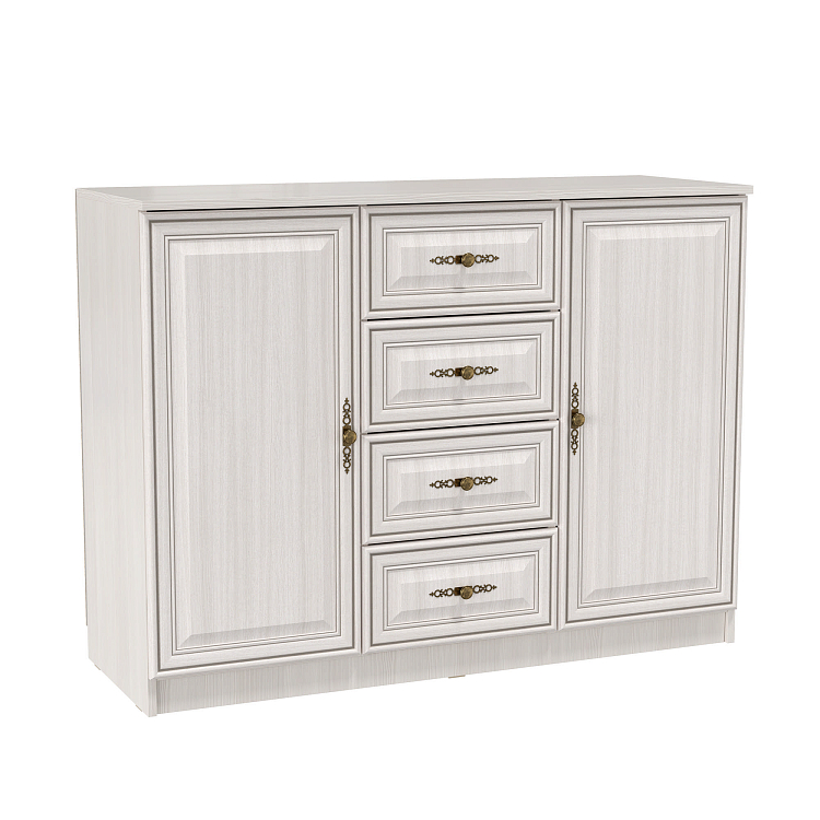 Комод 06.65 Габриэлла New вудлайн кремовый/ПВХ Сандал белый/профиль Аруша венге с патиной/латунь