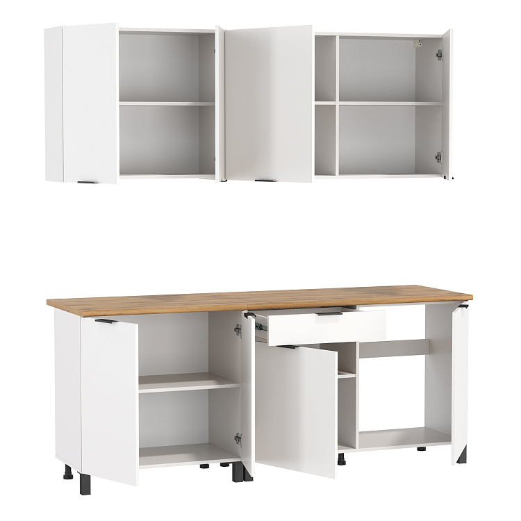 Кухня Венера (2000) ЛДСП белый/фасад ЛДСП белый/столешница дуб вотан/ДВПО белый