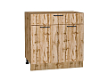 Шкаф нижний с 2-мя дверцами и ящиком Флэт (816х800х478) Дуб Вотан/wotan oak 2s