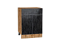 Шкаф нижний с 2-мя дверцами и ящиком Валерия-М (816х600х478) Дуб Вотан/Черный металлик дождь