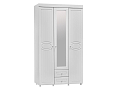Шкаф комбинированный 3-х дверный Монако с зеркалом белый/ПВХ белое дерево