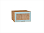 Шкаф верхний горизонтальный остекленный глубокий Ницца (358х600х574) Дуб Вотан/Голубой