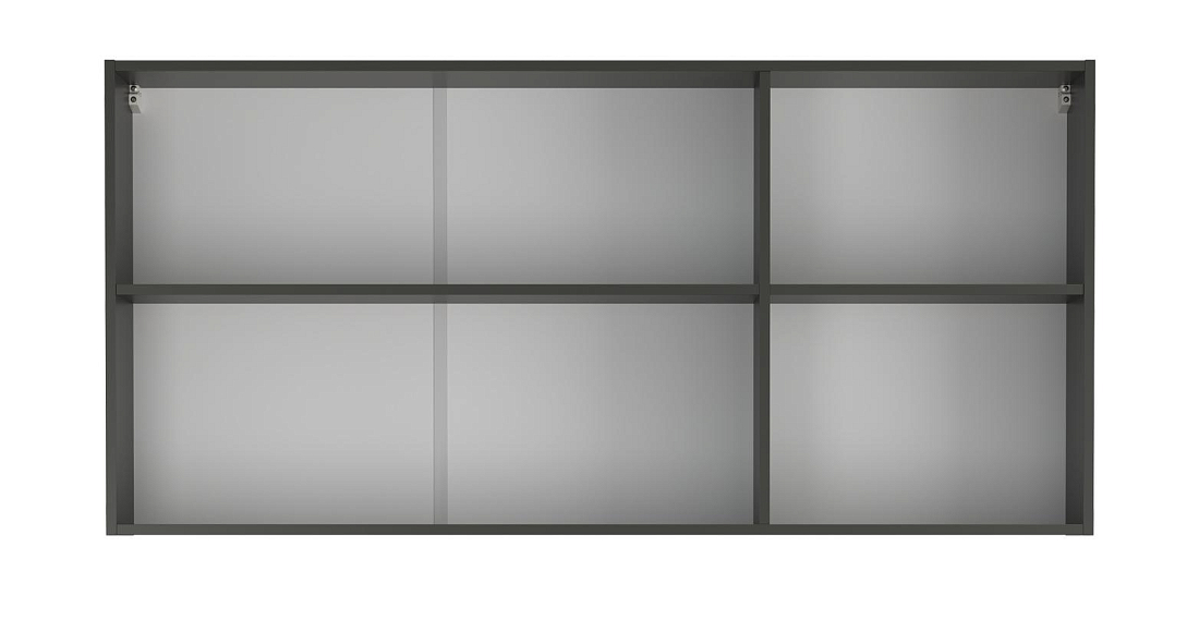 Шкаф навесной Римини (1500) диамант серый/ДВПО белый/ПВХ графит/профиль ПВХ графит