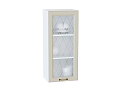 Шкаф верхний с 1-ой остекленной дверцей Ницца (920х400х318) Белый/Агат