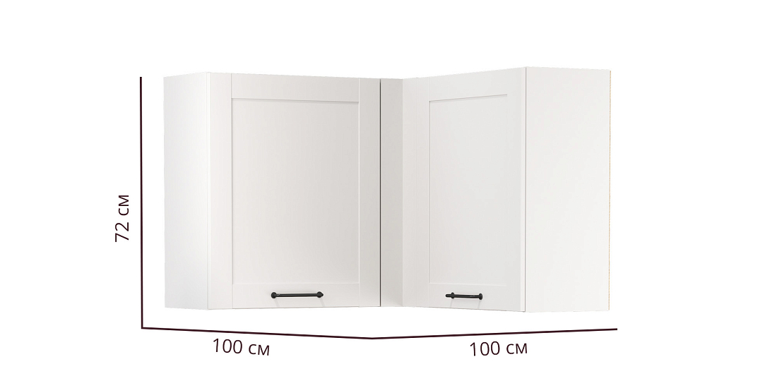 Шкаф навесной угловой Аризона белый/ДВПО белый/ПВХ софт белый 0,3мм/профиль ПВХ белый О
