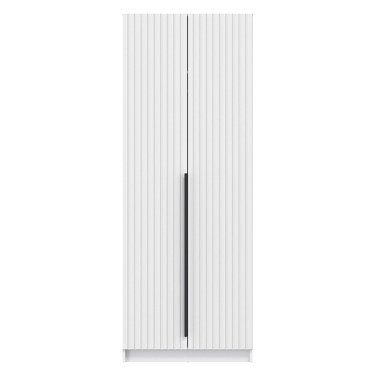 Шкаф для одежды 67.17 Брандо (2-х дв.) (h2150) МДФ New белый/ДВПО белый/фасад МДФ ПВХ белый/ручка l1000 металл черный