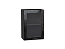 Шкаф верхний с 1-ой остекленной дверцей Валерия-М (716х500х318) Graphite/Черный металлик дождь