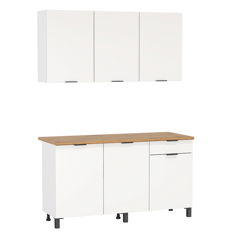 Шкаф навесной Венера (1500) ЛДСП белый/фасад ЛДСП белый/ДВПО белый