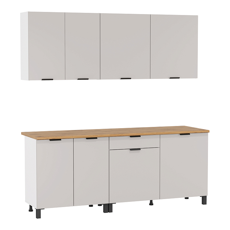 Кухня Венера (2000) ЛДСП белый/фасад ЛДСП кашемир/столешница дуб вотан/ДВПО белый