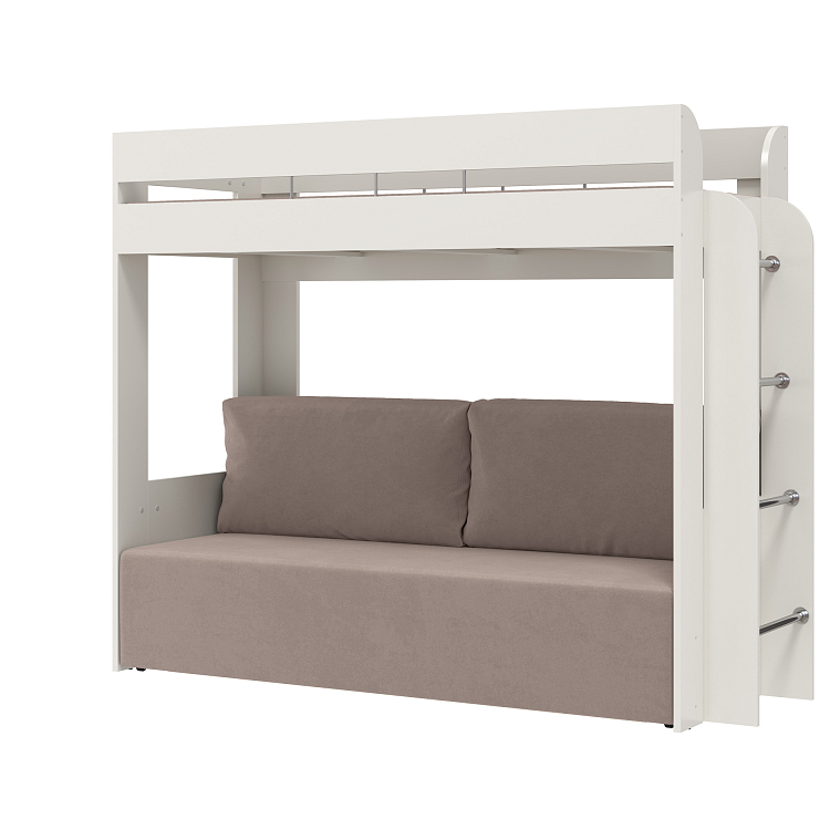 Кровать двухъярусная Немо белый/ткань велюр parma 10 капучино