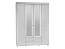 Шкаф комбинированный 4-х дверный Монако с зеркалом (белый/ПВХ белое дерево)