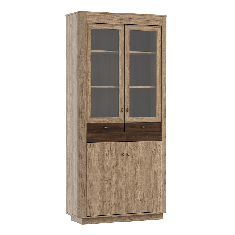 Шкаф витрина 34.05 Фантазия дуб каньон/дуб кальяри/профиль masa decor дуб каньон/ДВПО венге/стекло