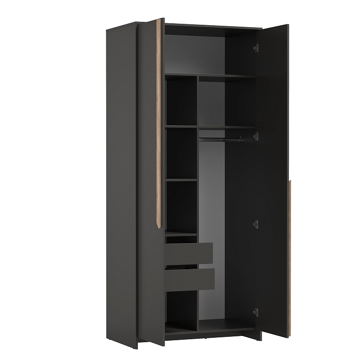 Шкаф для одежды 103.01 Рапсодия (2-х дв.) диамант серый/ДВПО белый/профиль masa decor дуб сонома