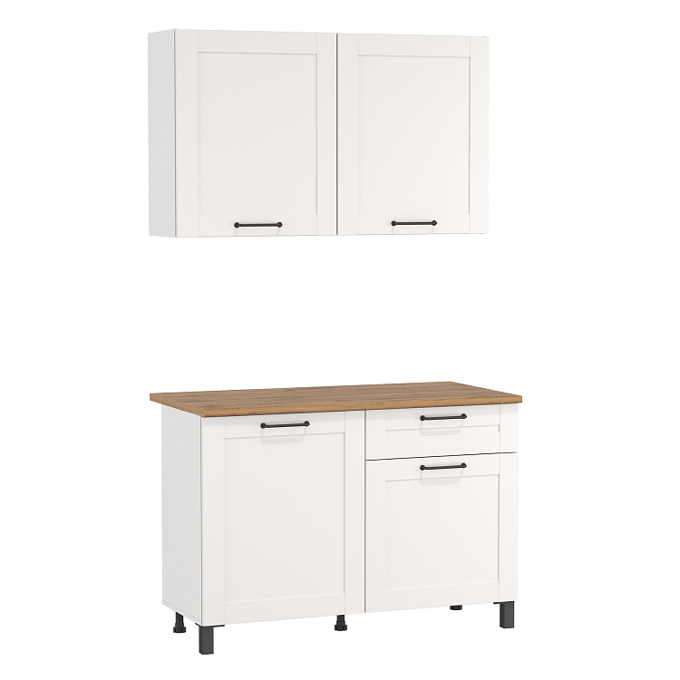 Шкаф навесной Аризона (1200) белый/ДВПО белый/профиль ПВХ белый О