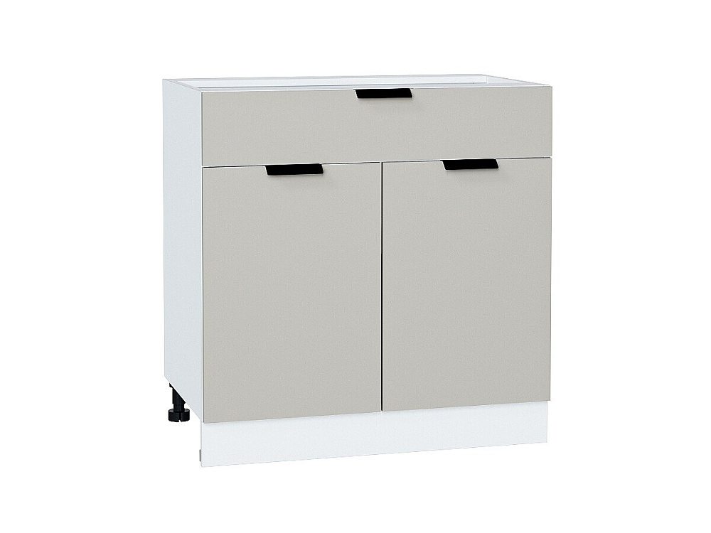 Шкаф нижний с 2-мя дверцами и ящиком Евро (816х800х478) Белый/Агат