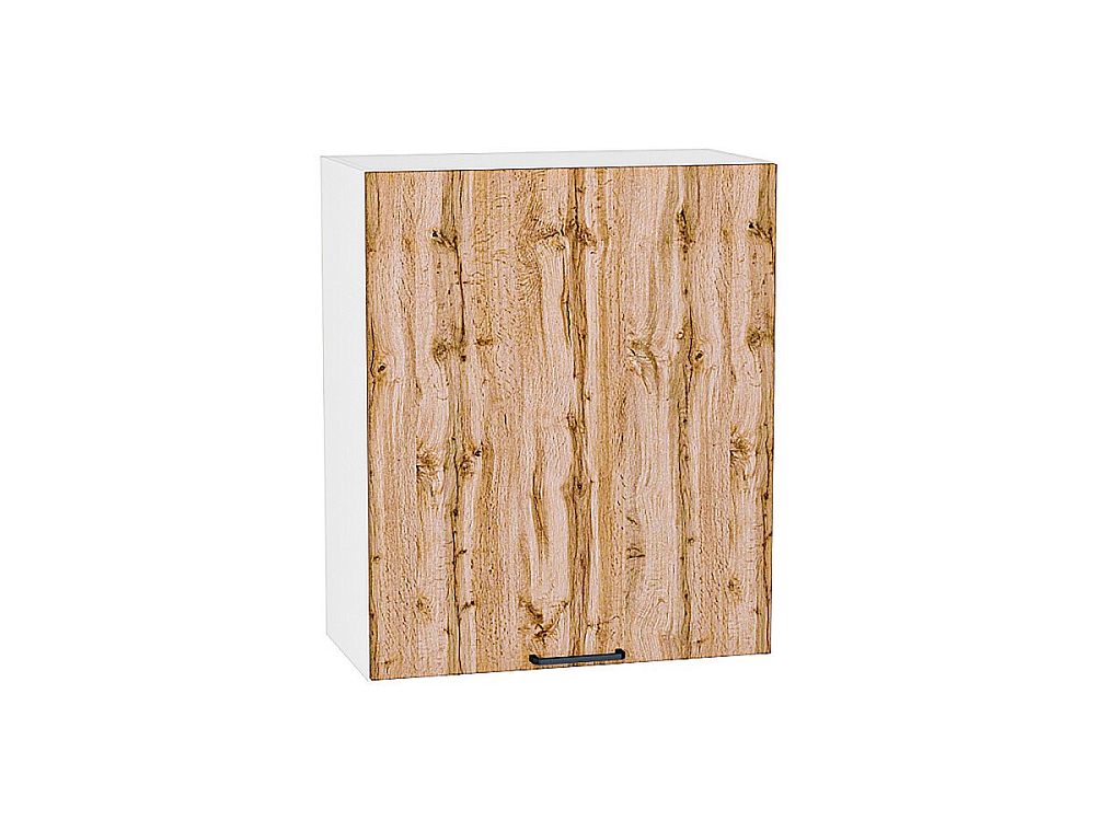 Шкаф верхний с 1-ой дверцей Флэт (716х600х318) Белый/wotan oak 2s