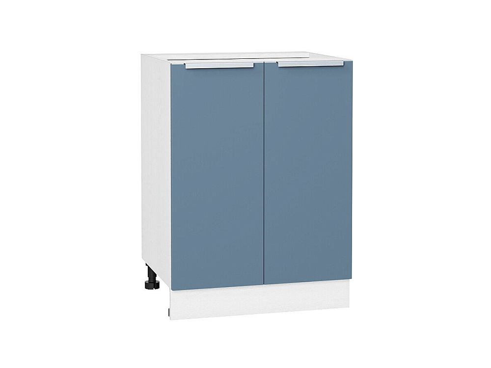 Шкаф нижний с 2-мя дверцами Фьюжн (816х600х480) Белый/silky blue