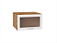Шкаф верхний горизонтальный остекленный глубокий Сканди (358х600х576) Дуб Вотан/White Softwood