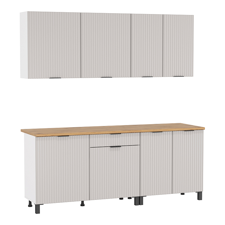 Кухня Венера (2000) МДФ белый/фасад МДФ ПВХ кашемир фрезерованный/столешница дуб вотан/ДВПО белый