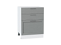 Шкаф нижний с 3-мя ящиками Сканди (816х600х480) Белый/grey softwood