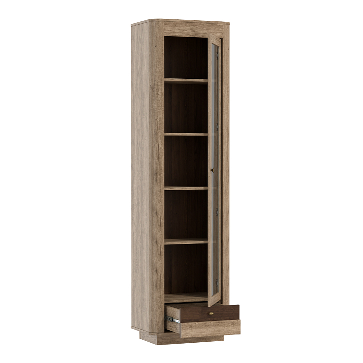 Шкаф витрина 34.06 Фантазия дуб каньон/дуб кальяри/профиль masa decor дуб каньон/ДВПО венге/стекло