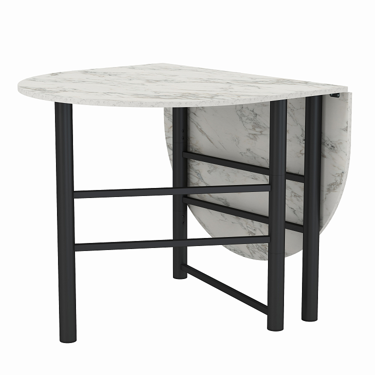 Стол 42.41 Октава раскладной мрамор белый/металл черный