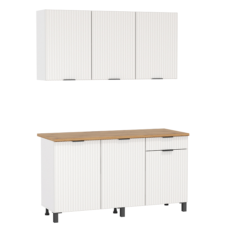 Шкаф навесной Венера (1500) МДФ белый/фасад МДФ с ПВХ белый матовый фрезерованный/ДВПО белый