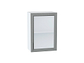 Шкаф верхний с 1-ой остекленной дверцей Сканди (716х500х320) Белый/grey softwood
