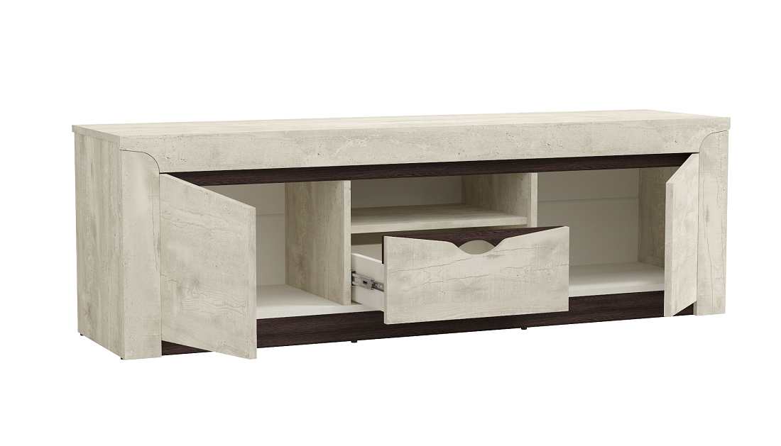 Тумба для ТВ 33.17 Лючия Бетон пайн белый/венге/белый