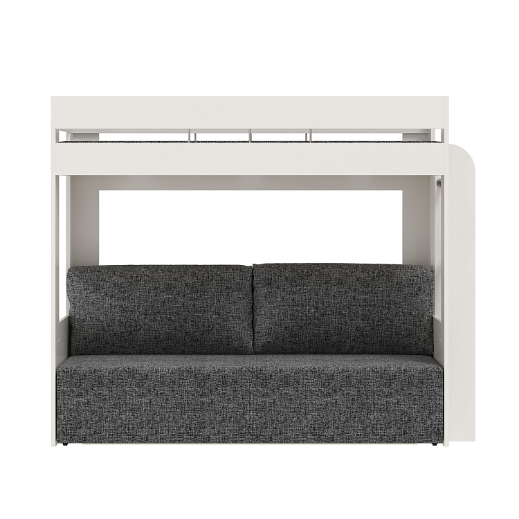 Кровать двухъярусная Немо белый/ткань рогожка серая