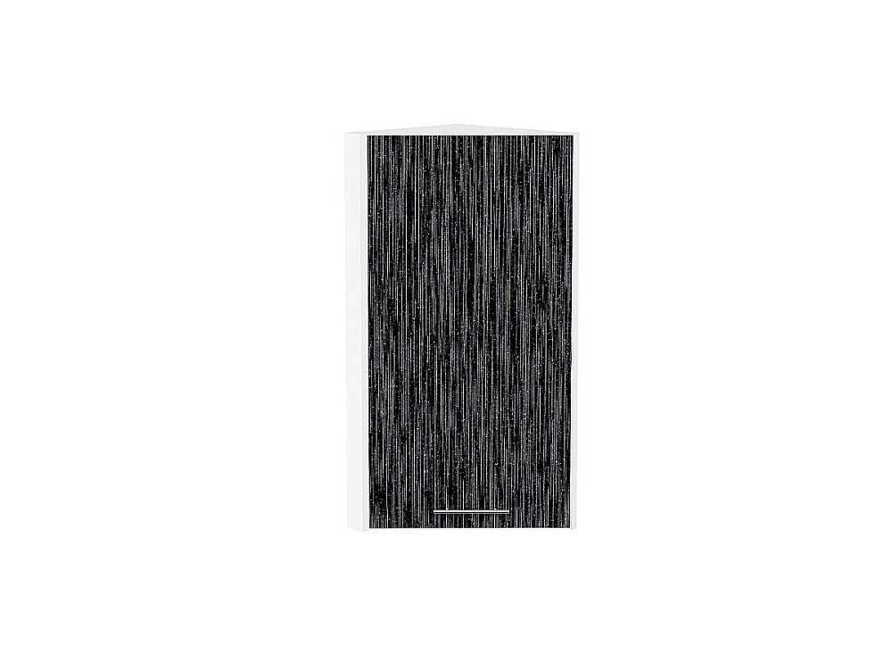 Шкаф верхний торцевой Валерия-М 300 (716х300х304) Белый/Черный металлик дождь