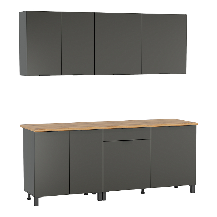 Кухня Венера (2000) ЛДСП диамант серый/фасад ЛДСП диамант серый/столешница дуб вотан/ДВПО белый