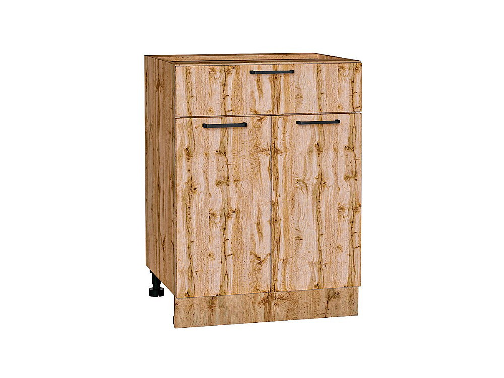 Шкаф нижний с 2-мя дверцами и ящиком Флэт (816х600х478) Дуб Вотан/wotan oak 2s