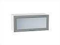 Шкаф верхний горизонтальный остекленный Сканди (358х800х320) Белый/grey softwood