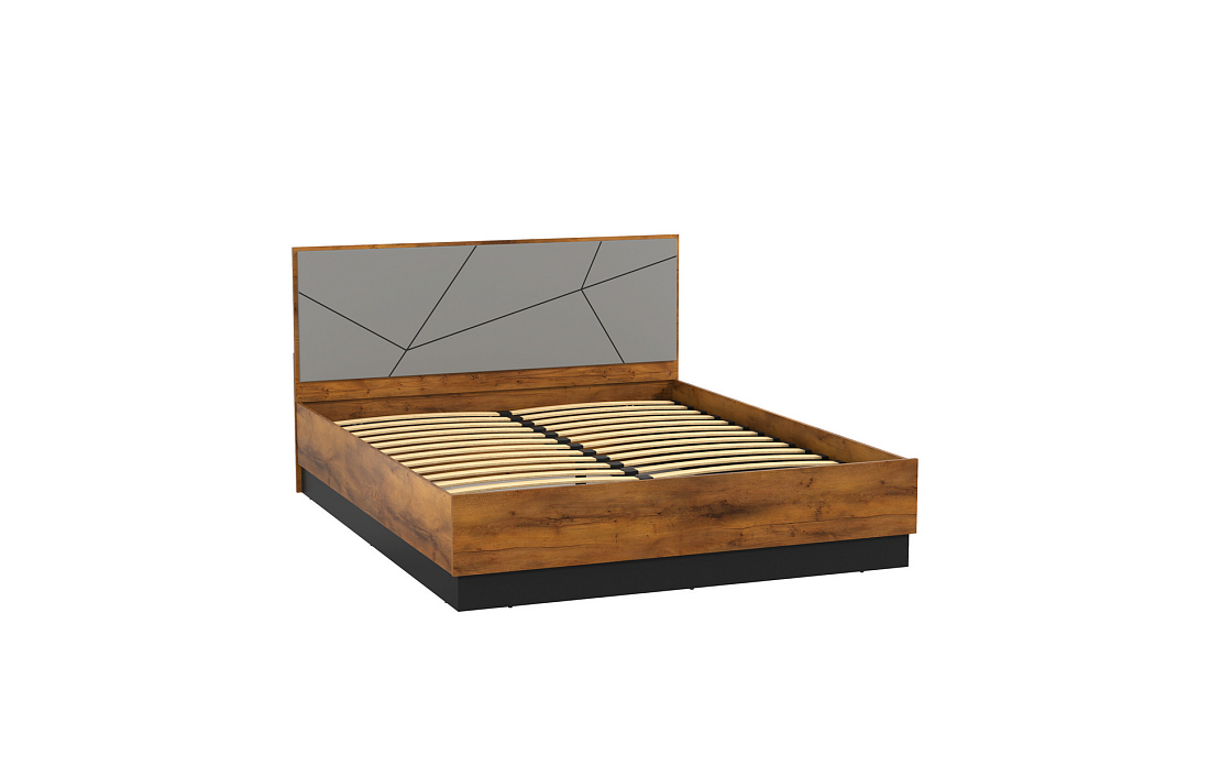 Кровать 54.15 Гамма (1600) с ортопедическим осн. таксония/черный/ПВХ грей