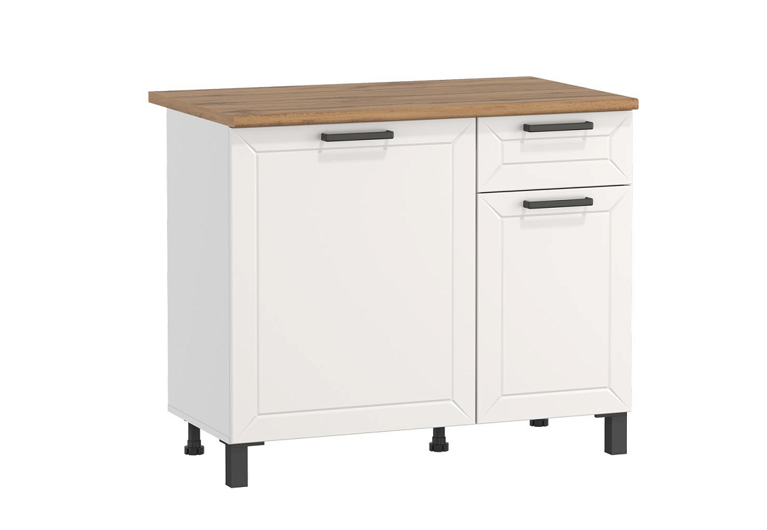 Шкаф Мадрид (1200) белый/столешница дуб вотан/ДВПО белый/ПВХ белый