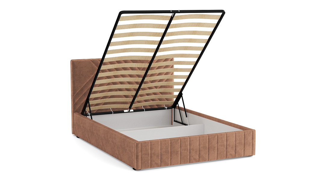 Кровать "Гамма" 1400 с подъемным мех. велюр тенерифе корица