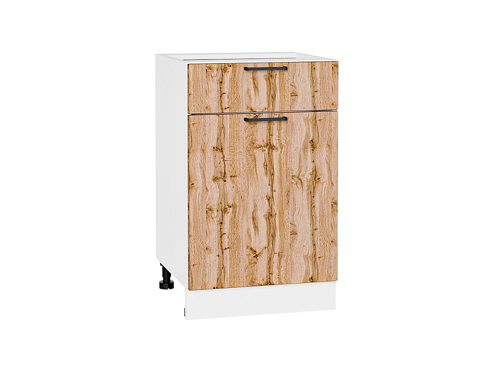 Шкаф нижний с 1-ой дверцей и ящиком Флэт (816х500х478) Белый/wotan oak 2s
