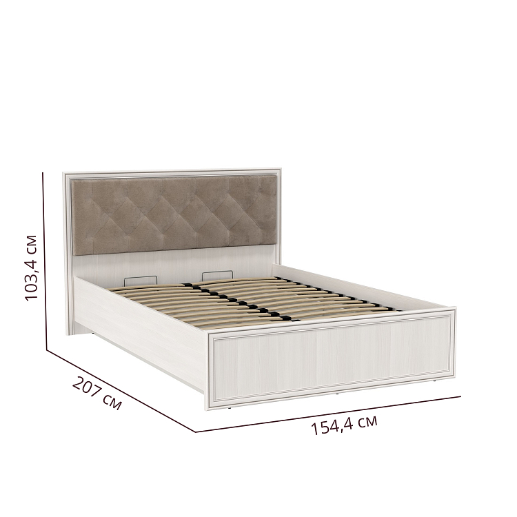 Кровать 06.121-01 Габриэлла (1400) с подъемным мех. вудлайн кремовый/профиль аруша венге патина/ткань велюр fresh хумус