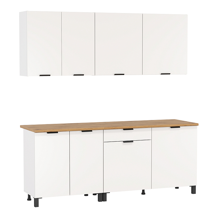 Кухня Венера (2000) ЛДСП белый/фасад ЛДСП белый/столешница дуб вотан/ДВПО белый