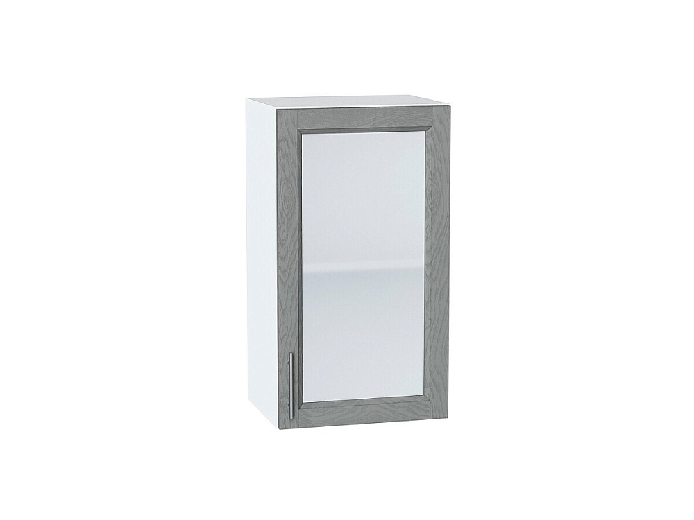 Шкаф верхний с 1-ой остекленной дверцей Сканди (716х400х320) Белый/grey softwood