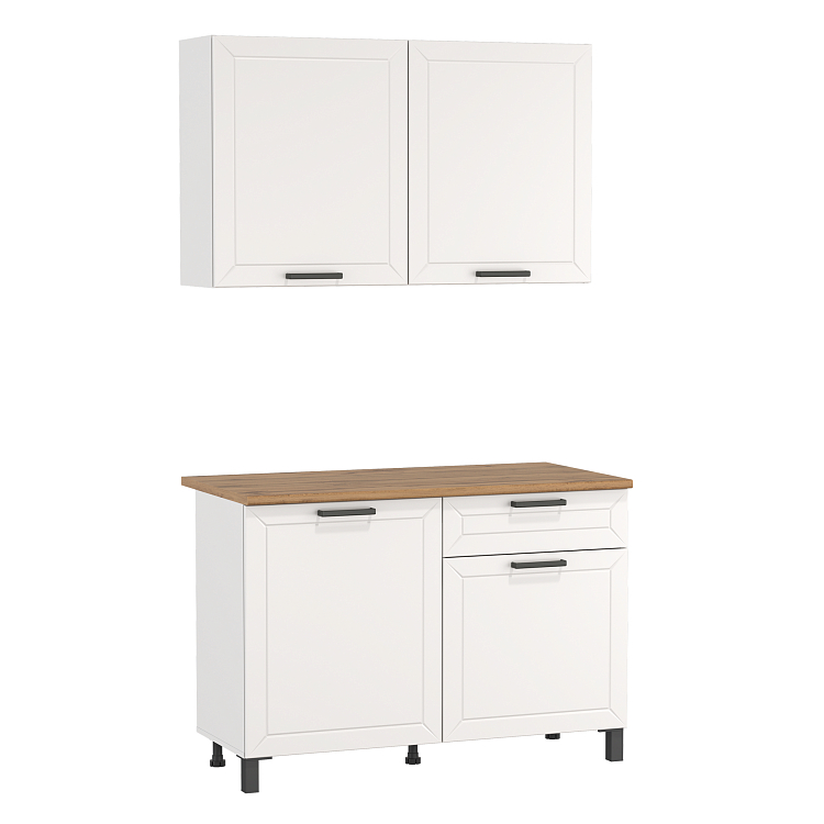 Шкаф навесной Мадрид (1200) белый/ДВПО белый/ПВХ белый