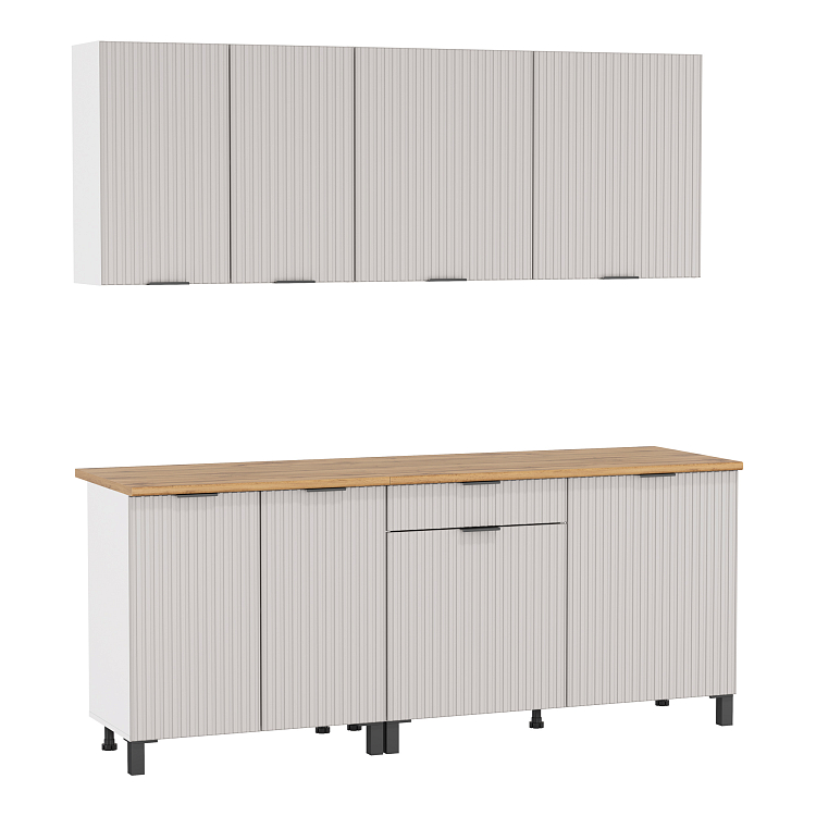 Кухня Венера (2000) МДФ белый/фасад МДФ ПВХ кашемир фрезерованный/столешница дуб вотан/ДВПО белый