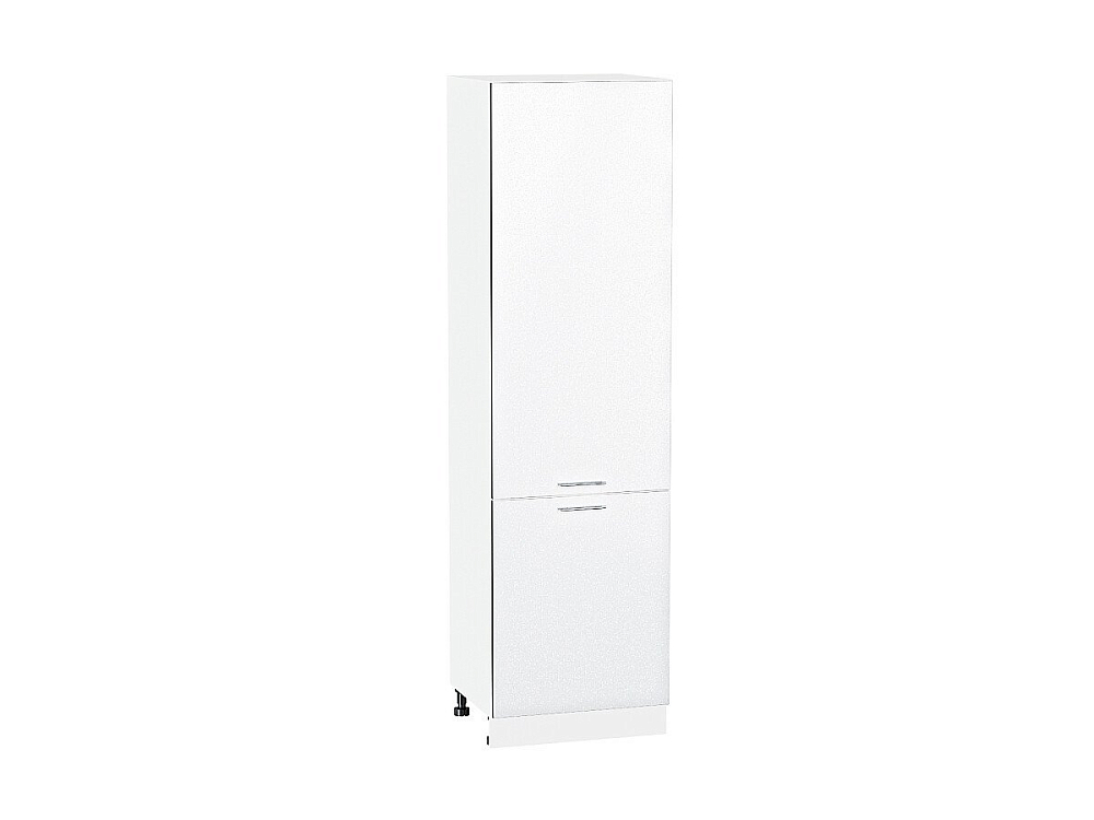 Шкаф пенал с 2-мя дверцами Валерия-М 600 (для верхних шкафов высотой 720) (2132х600х574) Белый/белый металлик
