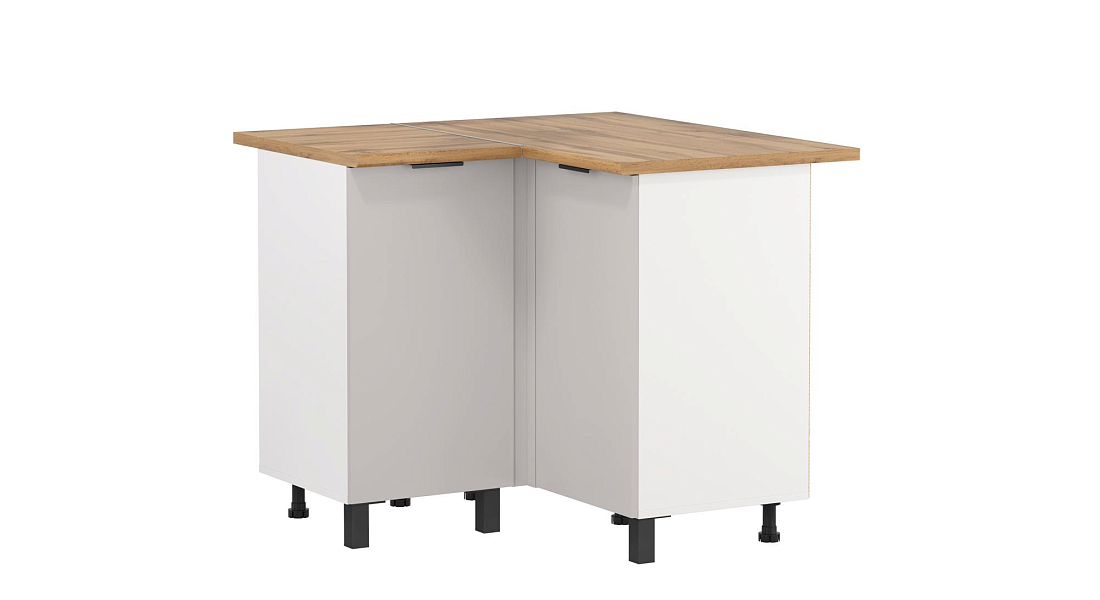 Шкаф угловой Венера  ЛДСП белый/фасад ЛДСП кашемир/столешница дуб вотан/ДВПО белый