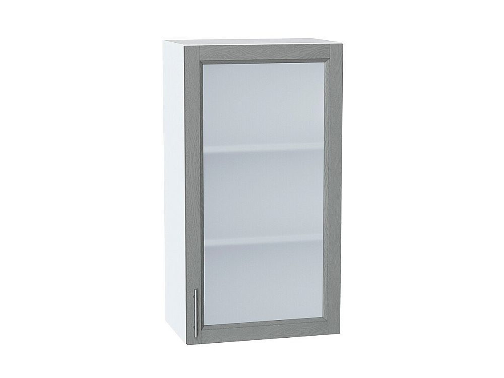 Шкаф верхний с 1-ой остекленной дверцей Сканди (920х500х320) Белый/grey softwood