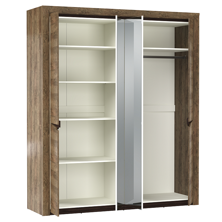 Шкаф для одежды 33.01 Лючия (4-х дв.) кейптаун/венге/белый/ДВПО белый/зеркало