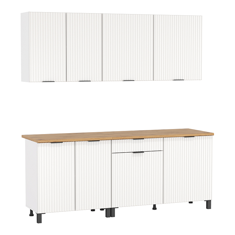 Кухня Венера (2000) МДФ белый/фасад МДФ ПВХ белый фрезерованный/столешница дуб вотан/ДВПО белый