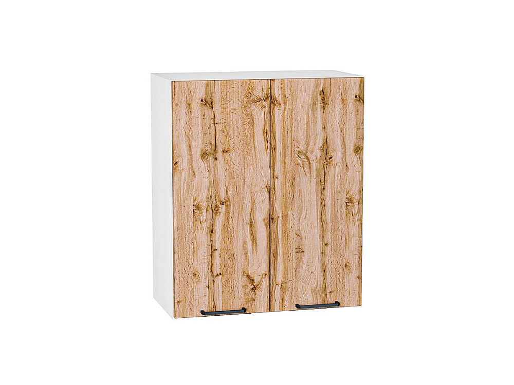 Шкаф верхний с 2-мя дверцами Флэт (716х600х318) Белый/wotan oak 2s