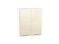 Шкаф верхний с 2-мя дверцами Валерия-М (716х600х318) Белый/Бежевый металлик